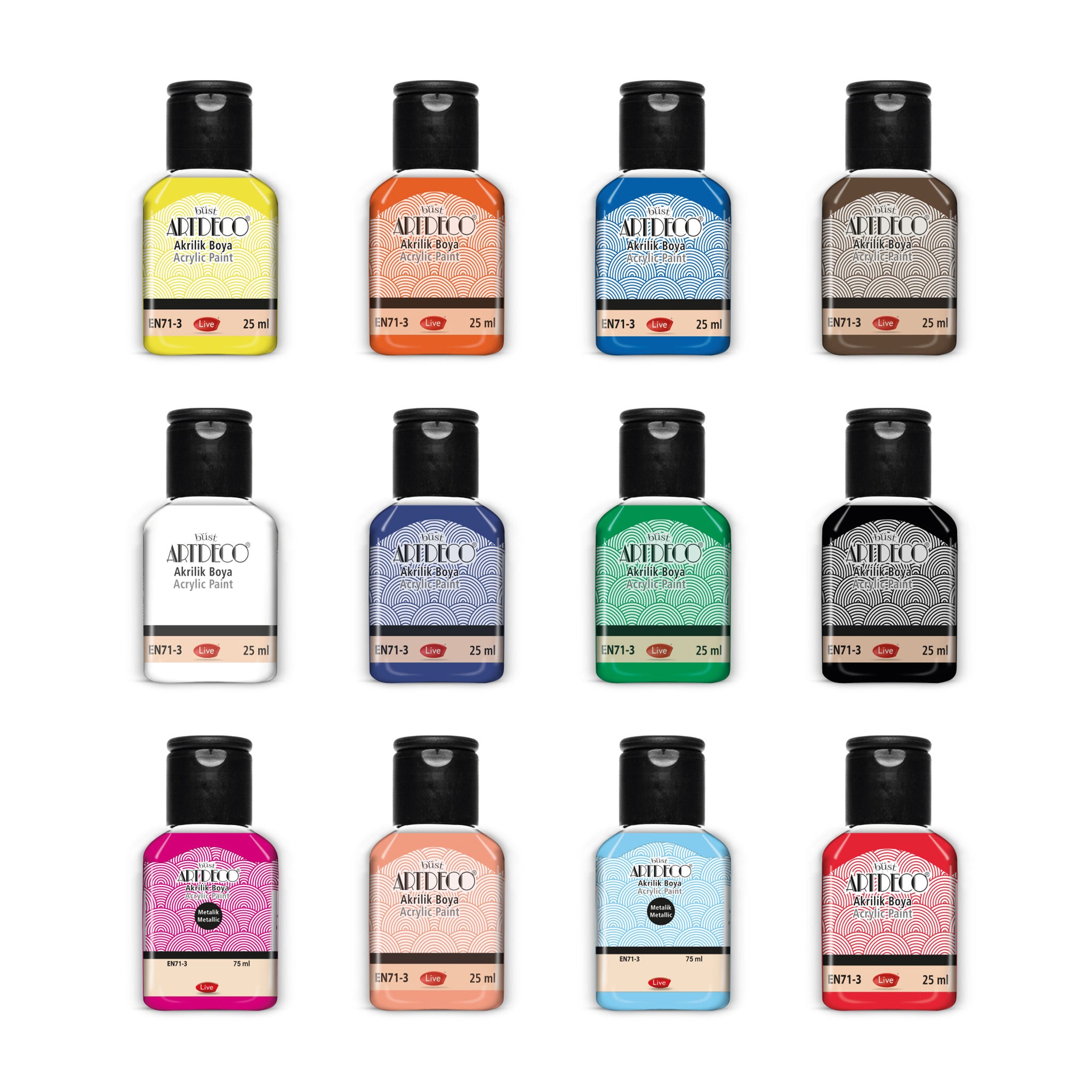 büst Artdeco-Acrylfarben-Set 12x25ml Gemischte Farben